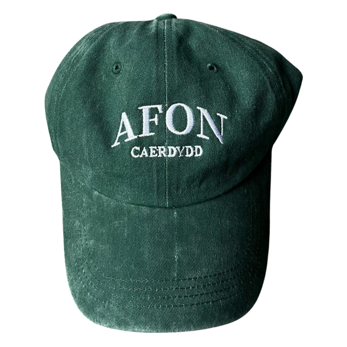 Unisex Vintage Washed Denim Cap (Bottle Green)  - Afon Caerdydd