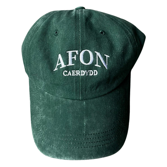 Unisex Vintage Washed Denim Cap (Bottle Green)  - Afon Caerdydd