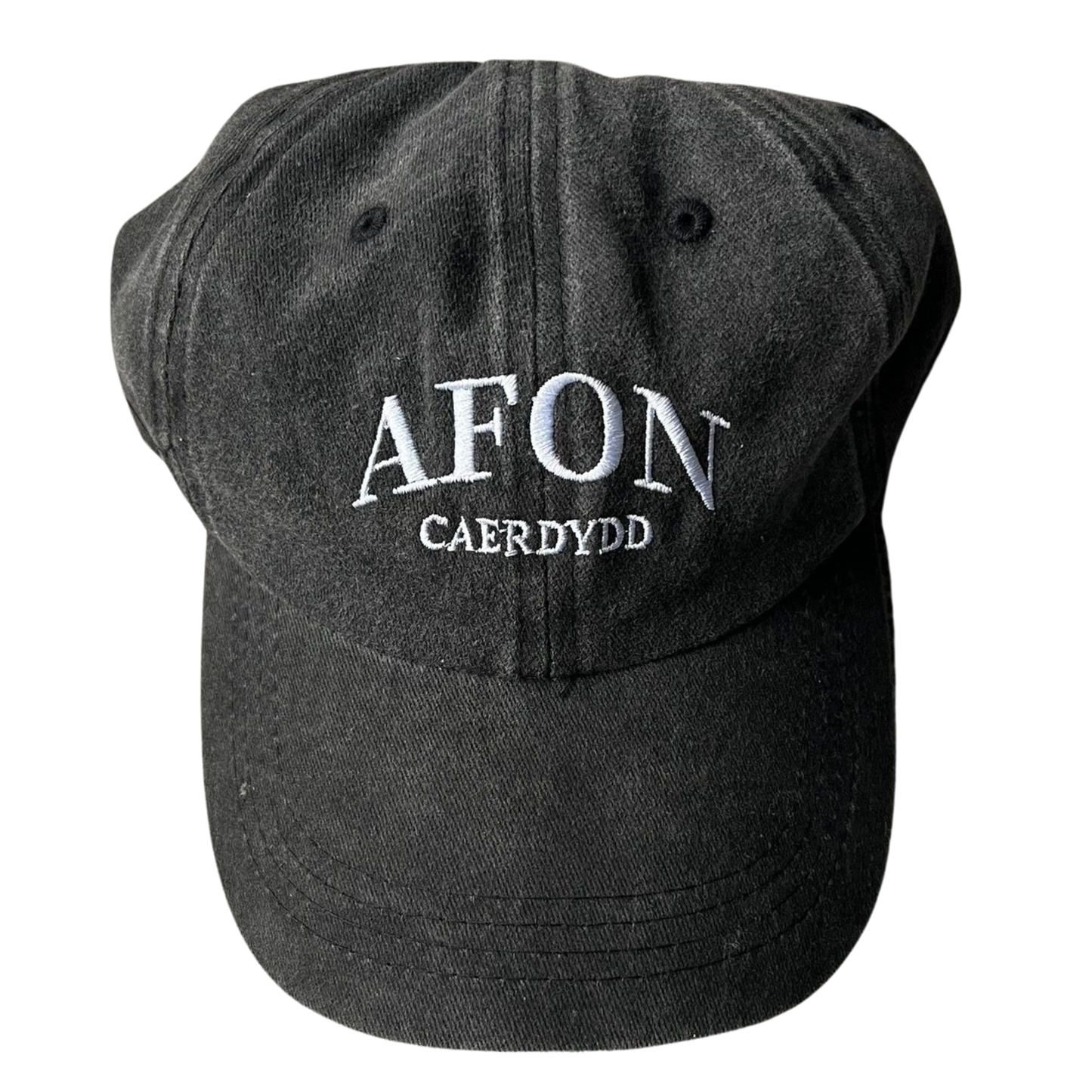 Unisex Vintage Washed Denim Cap (Vintage Black)  - Afon Caerdydd